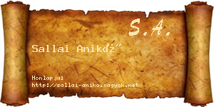 Sallai Anikó névjegykártya